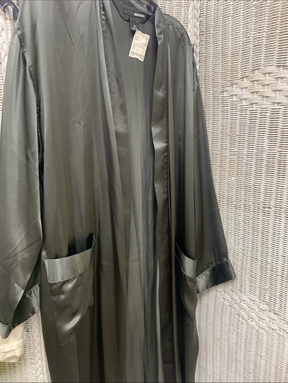 Murano Satin Open-Front Black Cape with Pockets